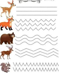 the worksheet for children to learn how to draw and paint animals with their own lines