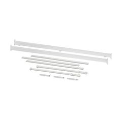 an assortment of white plastic dows on a white background