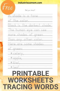 printable full-page tracing worksheet about color shades Color Worksheets For Kindergarten, Handwriting Practice Free, Penmanship Worksheets, Back To School Art Activity, Free Printable Handwriting Worksheets, Free Handwriting Worksheets, Printable Handwriting Worksheets, Handwriting Worksheets For Kids