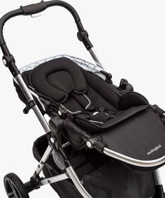 the stroller is black with silver trim