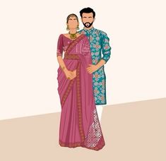 BUY EVERYTHING DIGITAL Rajasthani Couple Illustration, Indian Wedding Outfits Illustration, Indian Wedding Illustration Art, Rajasthani Illustration, Indian Culture Illustration, Saree Illustration, Couple Illustrations