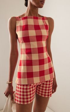 Knit Apron, Apron Top, Gingham Outfit, Africa Trip, American Dress, Gingham Fashion, Bring It Back, Classic Trousers