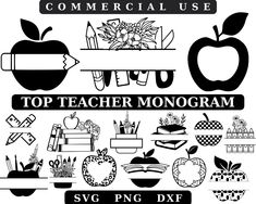 the top teacher monogramm for svg