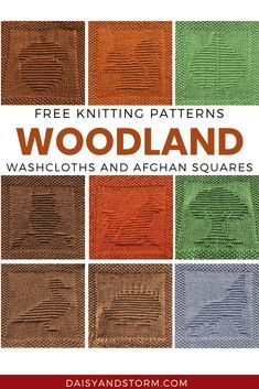 the book cover for free knitting patterns woodland washcloths and afghan squares