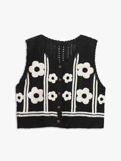 Crochet Vest Top, Thrift Style, Cardigan Vest Sleeveless, Crochet Waistcoat, Hollow Sweater, Vest Crochet, Fiber Crafts, Crop Pullover, Spring 23