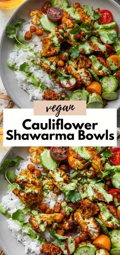 Cauliflower Shawarma Bowls Gluten Free Bowls, Green Tahini, Plats Healthy, Vegan Cauliflower, Crispy Chickpeas, Healthy Bowls, Tasty Vegetarian Recipes, Tahini Sauce, Vegetarian Dinners