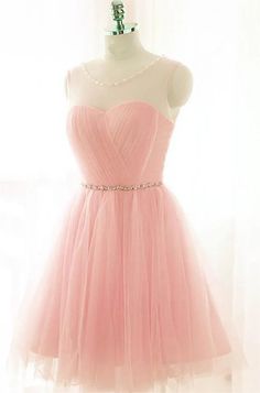 A-Line Tulle Short Prom Dresses Homecoming Dresses Pink Short Prom Dresses, Prom Dresses Tulle, Pink Homecoming Dresses, Knee Length Prom Dress, Tulle Party Dress, Dresses Tulle, Pink Homecoming, Short Prom Dresses