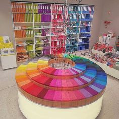 there is a colorful display in the store