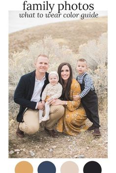 a family posing for a photo in the desert with their baby and toddler boy