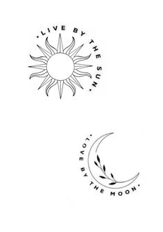 the logo for live by the sun and love by the moon on white paper with black ink