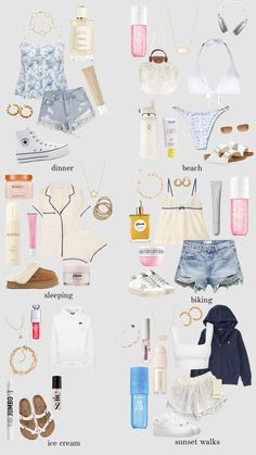 the contents of a woman's clothing and accessories