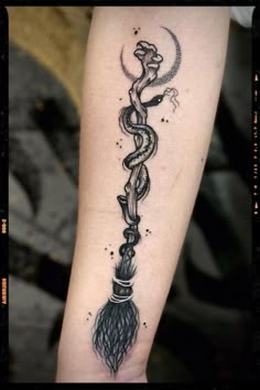 Witch tattoo inspiration Witch Broom Stick Diy, Witch’s Broom Tattoo, Witch Broomstick Tattoo, Kitchen Witch Tattoo, Broom Stick Tattoo, Witch Tattoo Flash