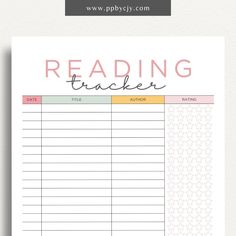 a printable reading tracker with the words reading tracker on it