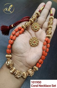 New Gold Jewellery Designs, Beaded Jewels, Coral Jewelry, Gold Jewellery Design, Bead Jewellery, Jewellery Designs, Gold Jewellery