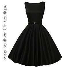 Boutique Item: New Black Cotton/Spandex Swing Dress. Has Back Hidden Zipper. Size Details Listed. Does Not Come With Belt I Think They Added It For Pics. You Can Add Different Belts Or Ribbons Or Wear Without. Closet Details Please Read No Low-Ball Offers Shipping 1-4 Days No Exchanges Per Posh Bx28xlsbx31sbx36xlbx60l 1950s Black Vintage Dress For Spring, Vintage Black Buttoned Dresses, Black Sleeveless Rockabilly Dress, Black 1950s Spring Dresses, Vintage Black Collared Dress, 50s Fashion Dresses, Jackie O, 50s Fashion, Cotton Spandex