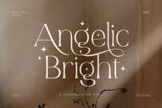 an angelic bright poster with the words angelsign written in white on a brown background