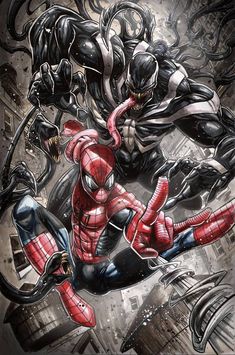 Venom VS Carnage, Let there be Carnage, Venom and Spiderman. Venom is a fictional character appearing in Marvel Comics. The venom symbiote in known to host with Spiderman, Flash Thompson and etc. Venom comic is always associated with characters like X-Men, Wolverine, Anti-Venom, Deadpool, Black Panther and many more! All credit goes to respective owners! Comics Anime, Spectacular Spider Man