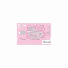 a pink hello kitty visa card with the word banf on it's side