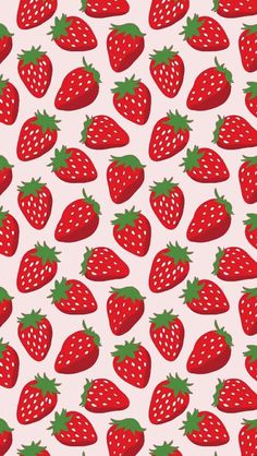 a pink background with strawberries on it