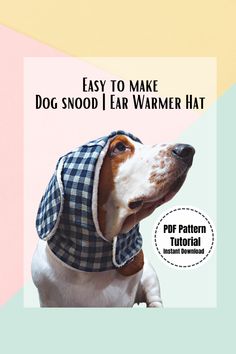 an image of a dog wearing a hat with the words easy to make dog snood i ear warmer hat