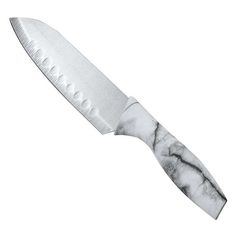 a white marbled kitchen knife on a white background