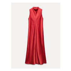 ZARA WOMAN COLLECTIONMidi dress made of viscose. Sleeveless with mock neck. Flared legs. Back button closure. Cardigan Sweater Dress, Anorak Jacket, Leather Shirt, Zara Woman, Satin Dress, Blazer Dress, Trouser Jeans, Zara Women, Satin Dresses