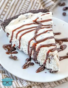 a slice of ice cream pie on a white plate