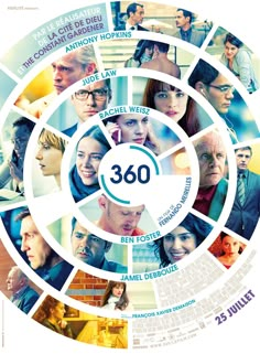 the movie poster for 360 features many different people in circles with faces and words on them