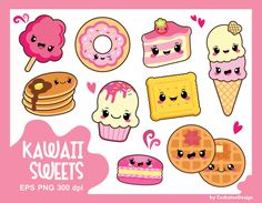 kawaia sweets clipart set - eps png, dxf and jp