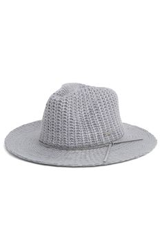 Embrace cozy weather while looking stylish in this modern panama hat that features a rib knit crown. 100% acrylic Dry clean Imported Casual Lightweight Crochet Fedora Hat, Vacation Hat With Short Brim And Knitted Details, Lightweight Crochet Fedora Hat, Knitted Hat With Curved Brim For Vacation, Casual Woven Hat With Short Brim, Casual Knitted Wide Brim Sun Hat, Casual One Size Fits Most Fedora Crochet Hat, Casual Straw Hat With Short Brim For Fall, Casual Adjustable Knitted Sun Hat