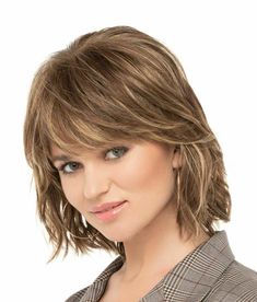 Mid Length Beach Waves, Layers And Face Framing, Beach Waves For Short Hair, Shoulder Length Waves, Side Swept Bangs, Short Hair Wigs, Pixie Styles, Beachy Waves, Costume Wigs