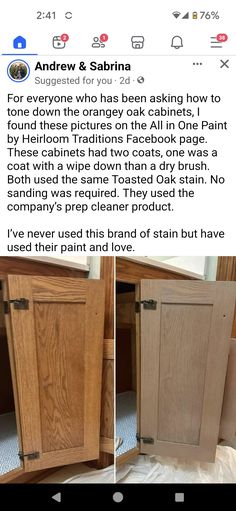 two pictures of the inside of a kitchen cabinet