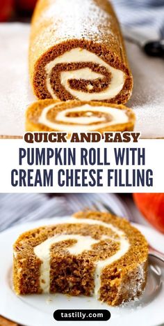 Quick & Easy Pumpkin Roll – Soft pumpkin cake filled with creamy cream cheese and a mess-free rolling method. Perfect for fall and holiday gatherings! 🍁🎃 #PumpkinRoll #FallDessert Pumpkin Roll Easy, Easy Pumpkin Roll, Pumpkin Cake Roll, Pumpkin Roll Recipe Easy, Pumpkin Roll Recipe, Thanksgiving Sweets, Pumpkin Rolls, Tasty Sweets, Pumpkin Roll Cake