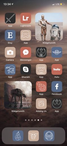 an iphone screen with icons on it, including the star wars theme and other things