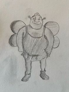 a pencil drawing of a cartoon character