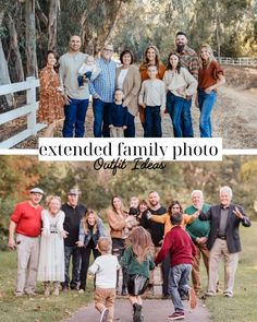 an extended family photo is shown in two different pictures, and the same one has been taken