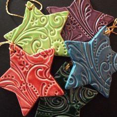 Stamped into a paper clay these would be cute ornaments or gift tags. Pretty Ornaments, Salt Dough Ornaments, Dough Ornaments, Christian Woman, Navidad Diy, Tie Gifts, Salt Dough, Noel Christmas, Christmas Star