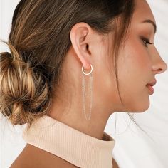 Lulus Exclusive! You're Bound To Make Some Chic Memories While Wearing A Classic Look Like The Lulus Zoe Gold Mini Chain Hoop Earrings! Layers Of Looped Gold Chains Dangle From Matching Dainty Hoop Earrings. Pair With A Cuddly Sweater For A Little Touch Of Elegance This Fall Season! Post Backs. 2.75" Long And .5'' In Diameter. Man Made Materials. Imported. Style 816292 Outfit With Hoop Earrings, Chain Hoop Earrings, Minimalist Earrings Gold, Dainty Hoop Earrings, Gold Sun, Mini Hoop Earrings, Dusty Purple, Beauty Favorites, Shoulder Length Hair