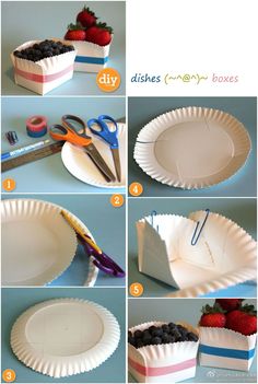 instructions to make paper plates with scissors and strawberries