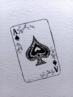 an ace playing card drawn in black ink on white paper, with the letter'a'at the bottom