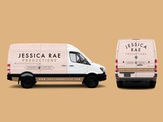 two white vans side by side on a brown background