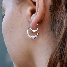 Petal Hoops Sterling Silver Two Pairs (240S Faux Gauges, Statement Piece Jewelry, I Love Gold, Boho Items, Clean Sterling Silver, Sleeper Earrings, Flower Petal, Small Earrings, Large Earrings