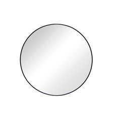 a round mirror on a white background with black border around the edges and bottom edge