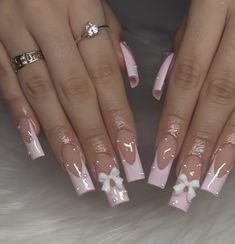 Nail Designs Coquette, College Graduation Nails, Bows Nails, Acrylic Nails Pink, Nail Sunny, Funky Nail Designs, Cute Pink Nails, Funky Nail Art, May Nails