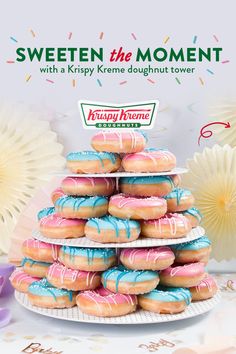 several donuts are stacked on top of each other