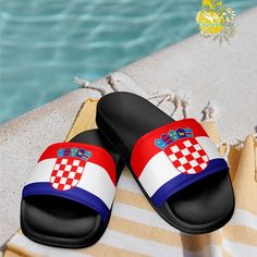 These women's slides are a must-have for the Summer. A pair of these will keep you comfy throughout your day at the game, park, beach or pool. Even the grocery store. Thanks to the cushioned upper strap and the textured footbed insole. * Cushioned and durable faux leather upper strap * Lightweight polyurethane (PU) outer sole * Contoured, textured footbed insole * Stitched around the upper perimeter for extra durability * Spot clean only Disclaimer: The shoes will have a glue-like smell when ope Soccer Fan Gifts, Open Toed Shoes, Mens Shoes Sandals, Soccer Fan, Mens Slides, Soccer Fans, Womens Slides, Team Gifts, Flip Flop Sandals