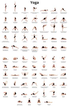 a woman doing yoga poses in different positions