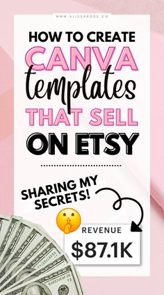 a pink background with the words how to create canvas templates that sell on etsy