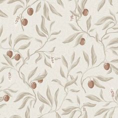 a wallpaper with leaves and berries on it