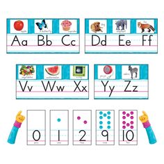 the alphabet and numbers are displayed with pictures